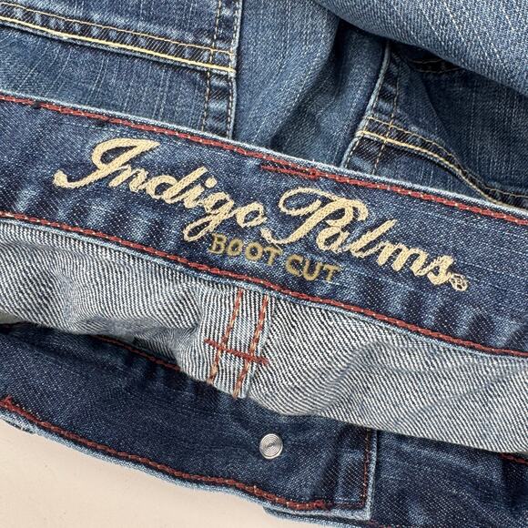 Tommy Bahama Jeans Mens 32x32 ACTUAL Indigo Palms Bootcut Blue Denim HEM WEAR - Picture 6 of 9